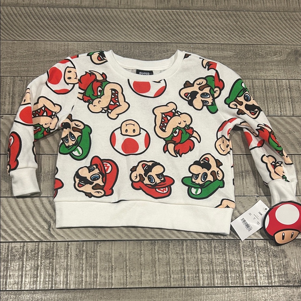 Nintendo Kids Sweater with Mario Characters - White, Red, Green